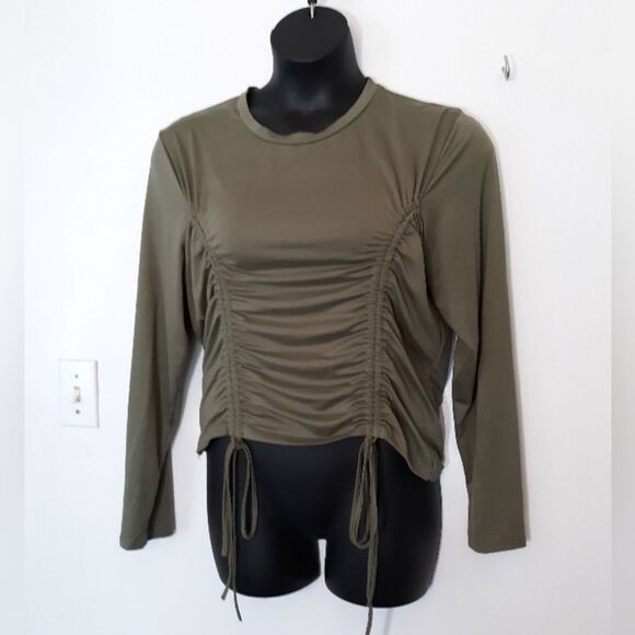 Roma Concept olive green drawstring side top - Picture 1 of 5